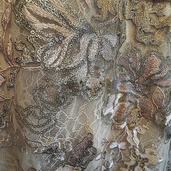 Mac Duggal 11174 FLORAL EMBROIDERED LACE TRUMPET GOWN Blush/pink size 14 - Picture 9 of 10